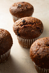 A view of some dairy-free, gluten-free carrot raisin muffins.
