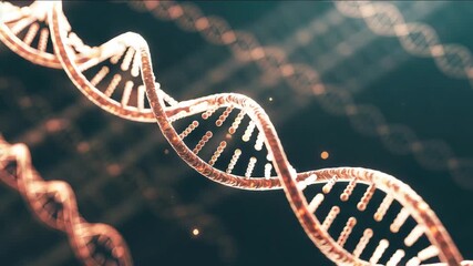 Dynamic DNA strand animation spinning and glowing for genetic research projects - Powered by Adobe