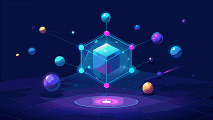Futuristic Blockchain Data Network Abstract Technology Concept with vector illustration