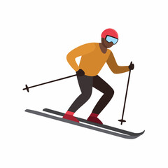 Skiing adventure A cartoon skier enjoying the slopes with speed and skill