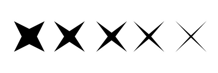 A view of variations on a 4-sided star shape.