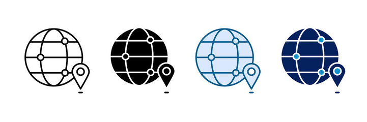 World Map Connections Icon Set Multiple Style Collection