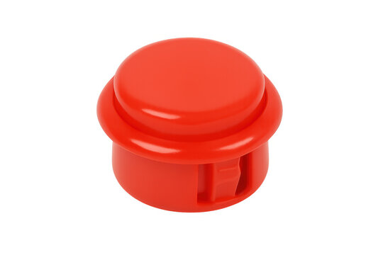 Red push button arcade switch isolated on transparent background - Powered by Adobe