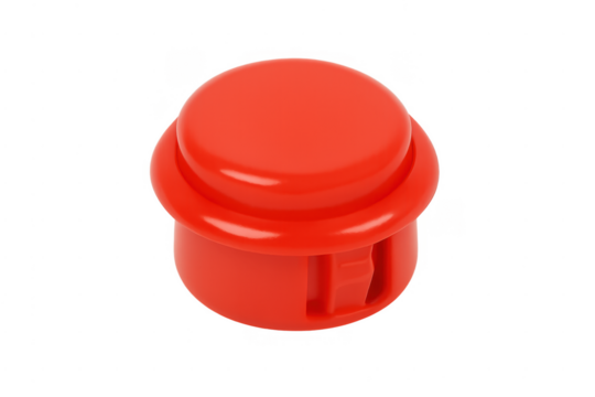 Red push button arcade switch isolated on transparent background