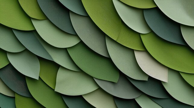 Close-up of a textured background featuring a pattern of green leaf shapes in various shades.