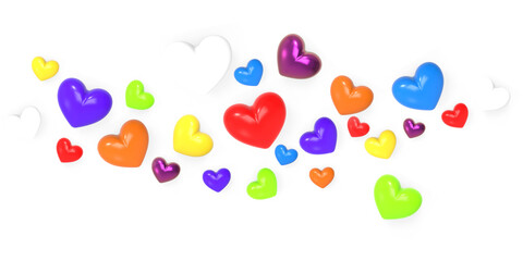 3d heart pattern abstract composition with different color