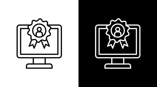 Digital Badge Outline White Icon Set Design