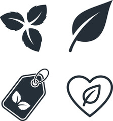 Organic leaf icons: nature, ecology, vegan, natural products & eco friendly design