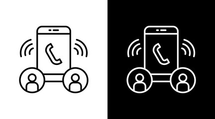 Voice Call Outline White Icon Set Design