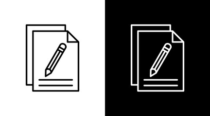 Document Edit Outline White Icon Set Design