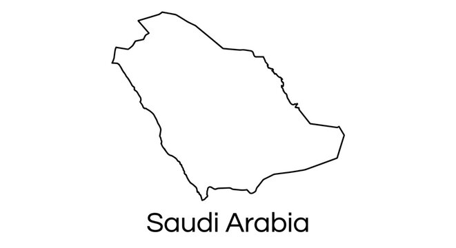 Outline map of Saudi Arabia in white, with the country name displayed below.