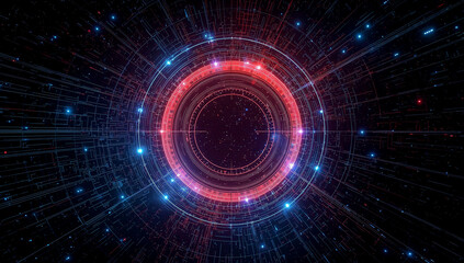 Obraz premium Abstract glowing tire design in futuristic digital environment
