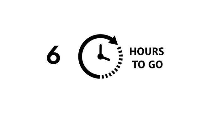 12 Hours to go counting clock animation.  Counting timer from 0 to 12 hours. 