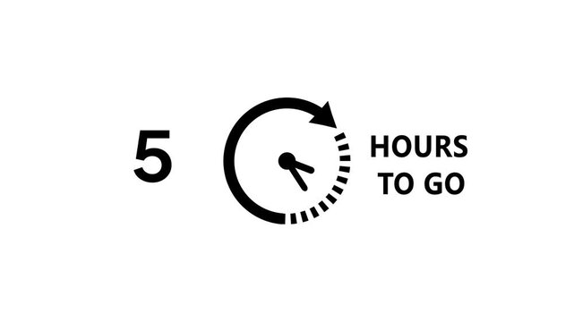 11 Hours to go counting clock animation.  Counting timer from 0 to 11 hours. 