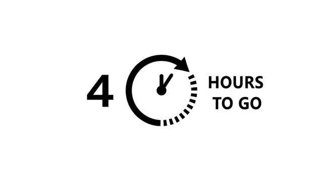 8 Hours to go counting clock animation.  Counting timer from 0 to 8 hours. 