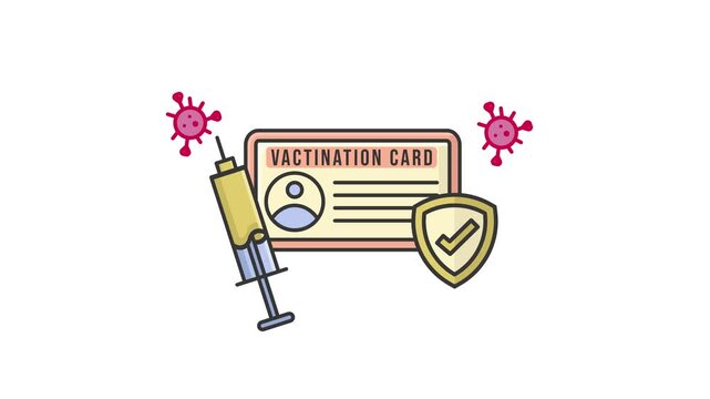 Animated Concept of COVID19 Vaccination and Immunity Proof.