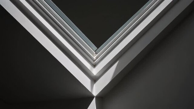 Geometric interior with light and shadow forming a Vshape