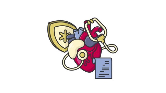 Conceptual Animation of Heart Health and Medical Protection.