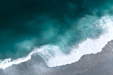 Naklejka premium Ocean Waves From Above Showing Foam And Turquoise Water Aerial Coastal Photography