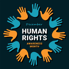 Human Rights Awareness Month, banner, card, poster, December, vector illustration