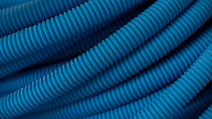 Blue corrugated electrical conduit