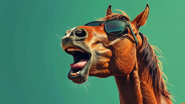 馬が口を開けて驚いた表情　AI生成素材