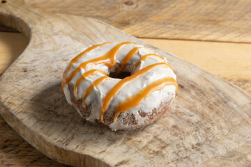 A view of a gluten-free pumpkin spice donut.