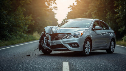 Fototapeta premium Car crash on the road insurance concepts