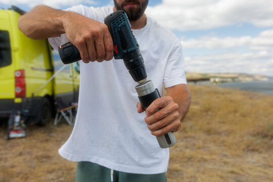 Grind the Coffee With Power Tools in Scenic Location