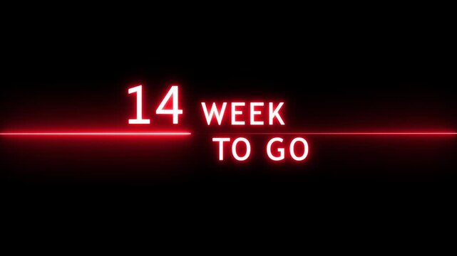 Counting 26 weeks to go animation.  Counting from 1 to 26 weeks. Neon calendar number concept.