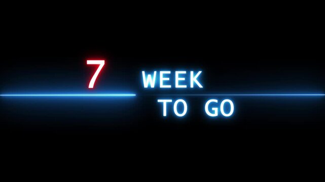 Counting 13 weeks to go animation.  Counting from 1 to 13 weeks. Neon calendar number concept.