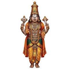 Hindu God Lord Venkateswara Balaji Standing Form with Conch and Chakra PNG Oil Paint