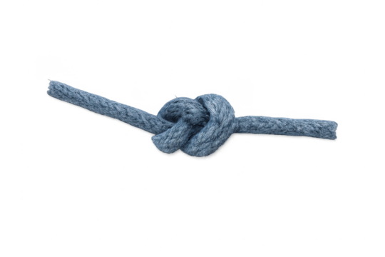 Blue rope knot tied on transparent background
