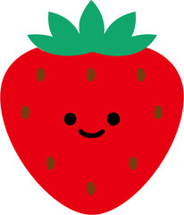 Smiling Strawberry Vector (SVG) — Kid-Friendly Fruit Character, 빨간 베리 캐릭터 일러스트 (SVG) — 스티커용 벡터, 笑顔のいちごベクター (SVG) — キッズフレンドリーなフルーツキャラ
