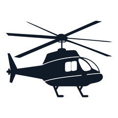 Commercial Helicopter Silhouette Vector with Visible Rotors and Landing Gear
