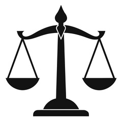 Justice Scale Silhouette: Black and White Legal Balance Icon for Professional Designs