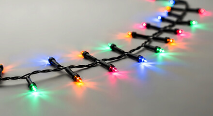 String of colorful L E D lights in red green blue and orange christmas decoration