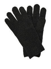 Pair of soft black wool gloves for cold weather on white background isolated on transparent background