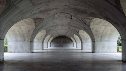 Archway sequence in minimalist concrete space