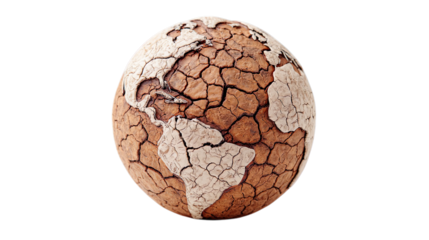 透明背景（png）に干からびた地球のイメージの3Dイラスト