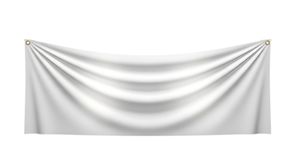 White banner mockup with grommets waving slightly, ready for your professional design isolated background