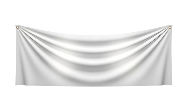 White banner mockup with grommets waving slightly, ready for your professional design isolated background