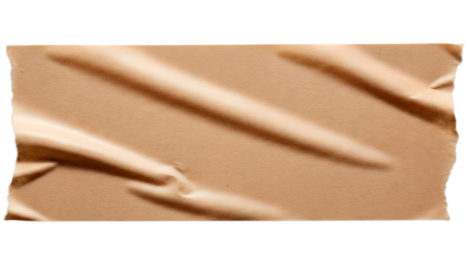 Crumpled tan adhesive tape with torn edges offers a versatile texture overlay for design on isolated background