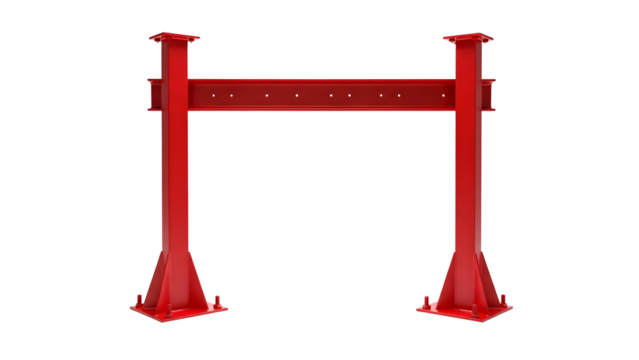 Steel framework in vibrant red offers robust support for construction projects