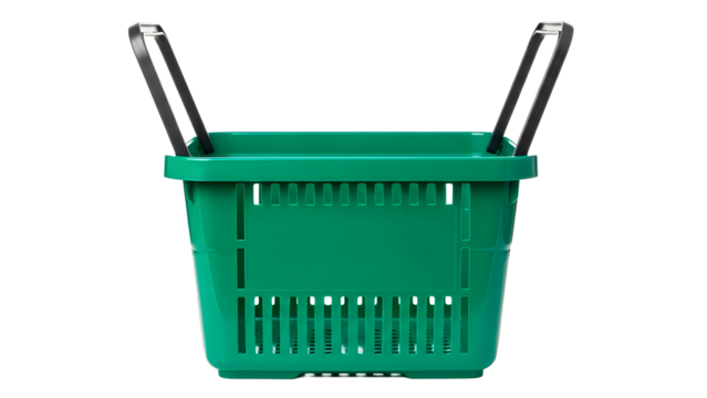 empty plastic shopping basket ready for your next grocery trip on isolated background