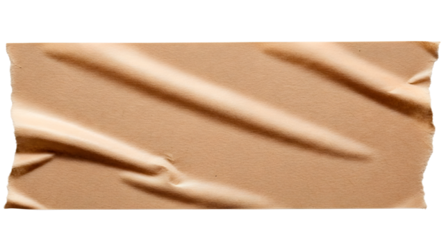 Crumpled tan adhesive tape with torn edges offers a versatile texture overlay for design