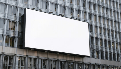 Obraz premium Empty billboard on modern building exterior ready for advertising