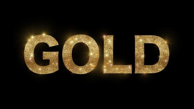 Luxury text "Gold" with golden glitter, serif, alpha channel