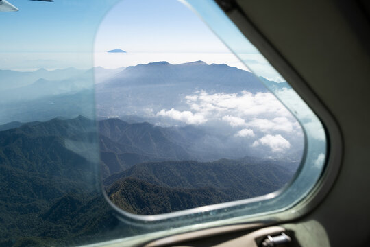 Mountain Range Seen from Aircraft Window