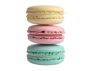 Cute pastel macaron stack isolated PNG, soft colors”